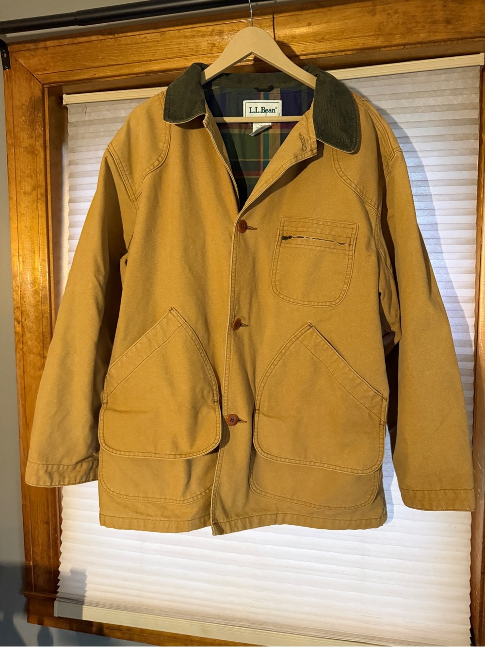 L.L. Bean Men’s Brown Canvas Field Coat with Corduroy Collar L 0279